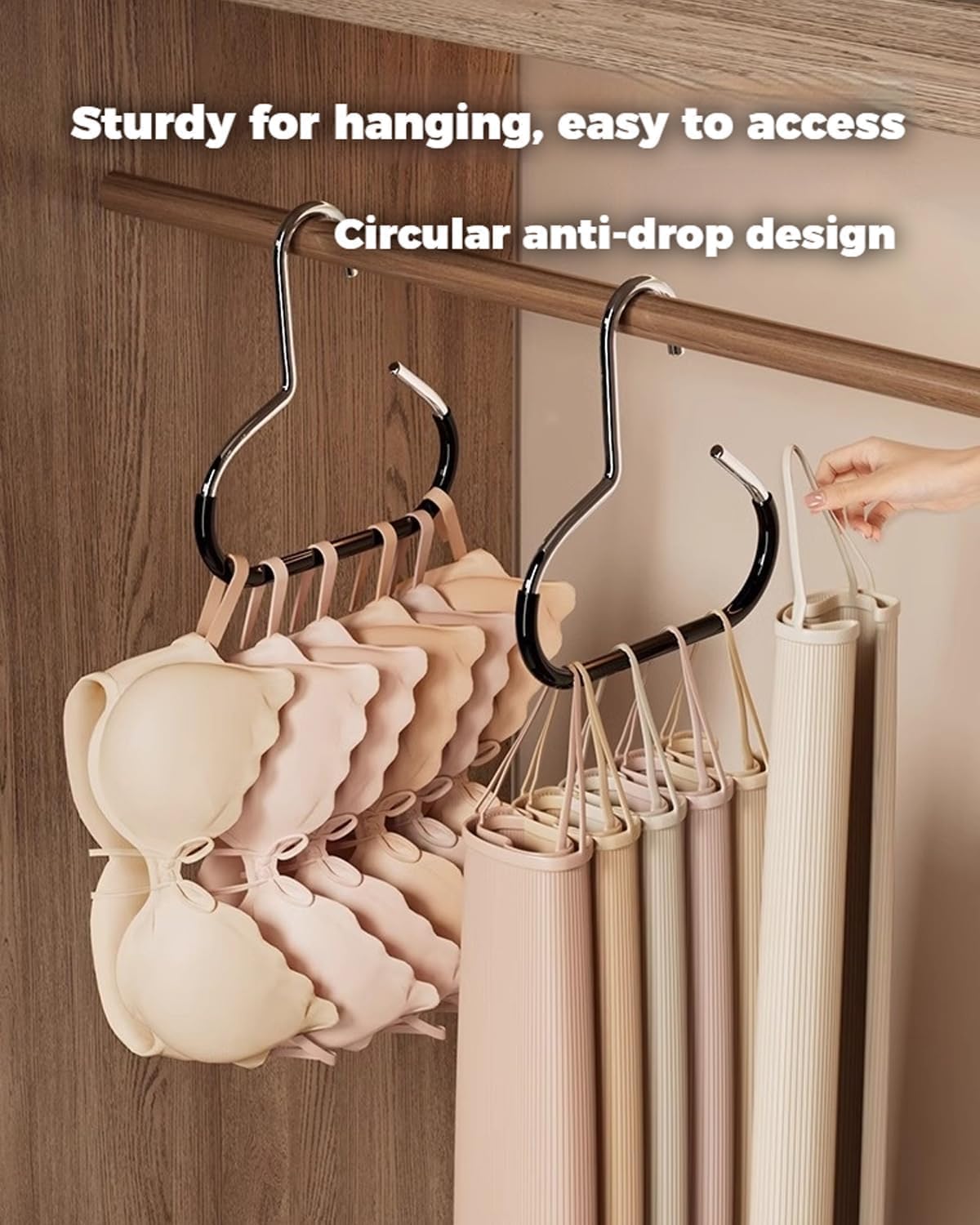 Durable Steel Hangers for Closet Organizers & Storage, Space-Saving Multifunctional Hooks for Hats, Scarves, Belts, Ties, Bras | Non-Slip Design Hat Organizer (Black, 24 PCS)