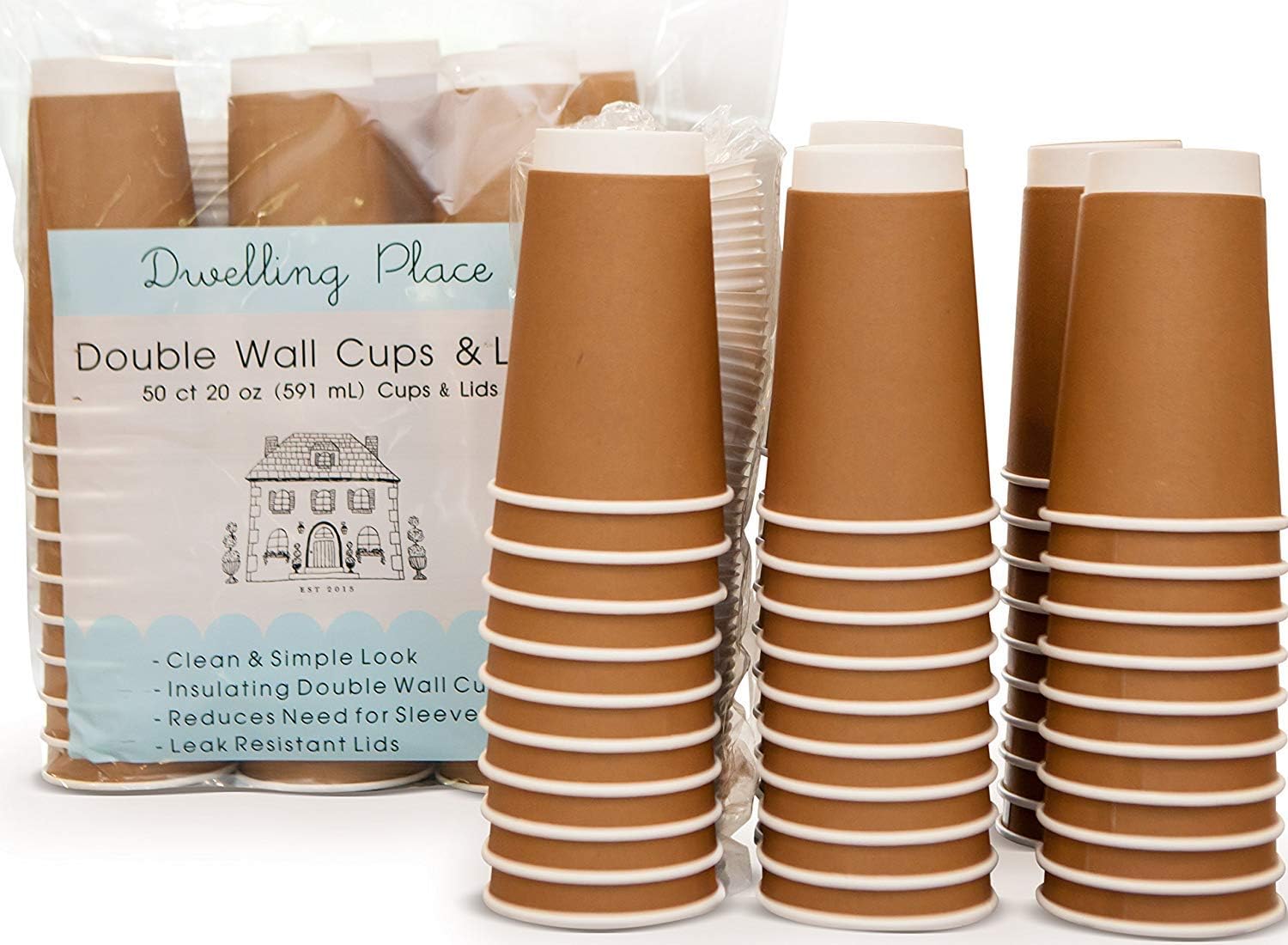 Premium 16 oz Disposable Coffee Cups with Lids (50 Ct) - Use your Coffee Maker then Pour into this Paper Travel Cup, Skip Starbucks & Brew your Own Beans, Steep your Own Tea, Mix Hot Cocoa!