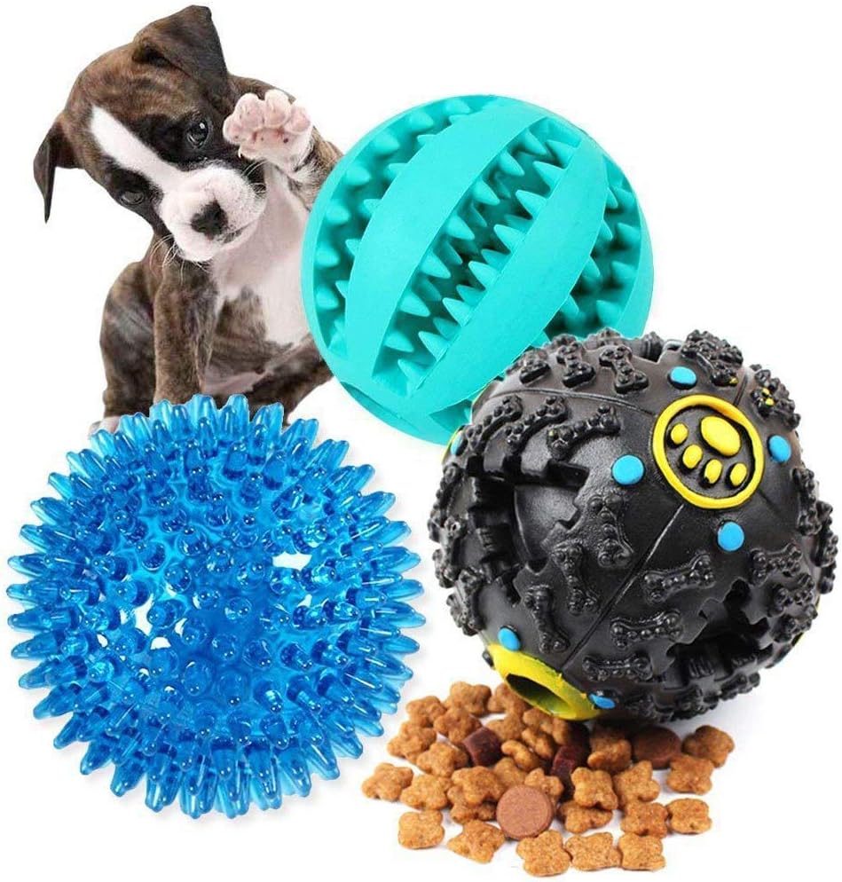 Amazon 犬おもちゃ おやつボール 噛むおもちゃ 壊れにくい トレーニングのおもちゃ 餌入れ 運動不足 ストレス解消 知育玩具 ダイエット用 3点セット Eetoys ボール 通販