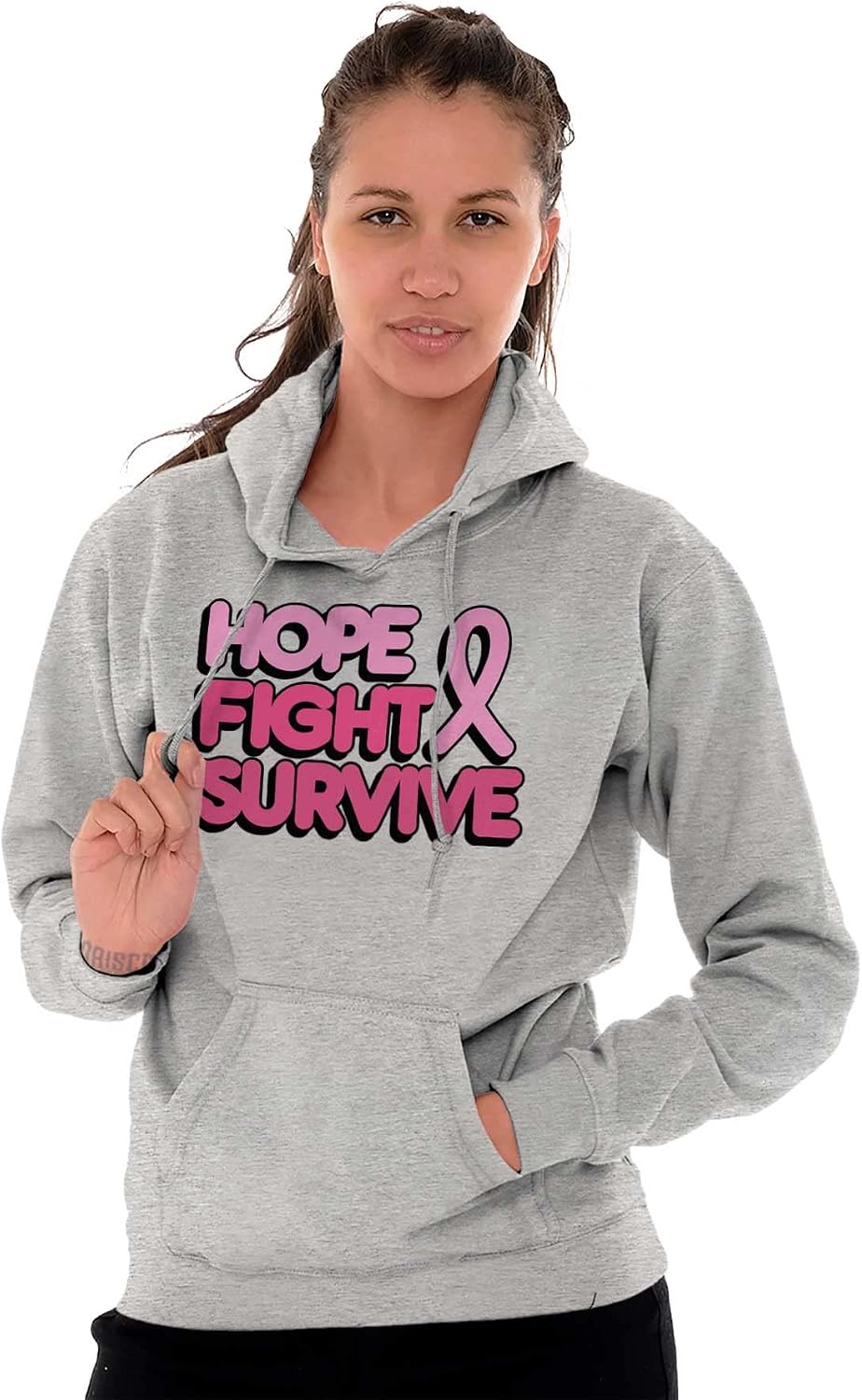 Hope Fight Survive Breast Cancer Hoodie Sweatshirt Women