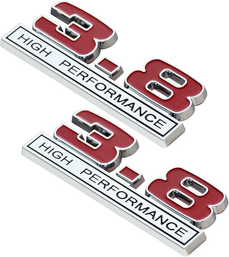 Par Set 3.8 3.8L Alto Rendimiento Insignia V6 3D Stick On Emblema En Relieve Cromo Negro Rojo