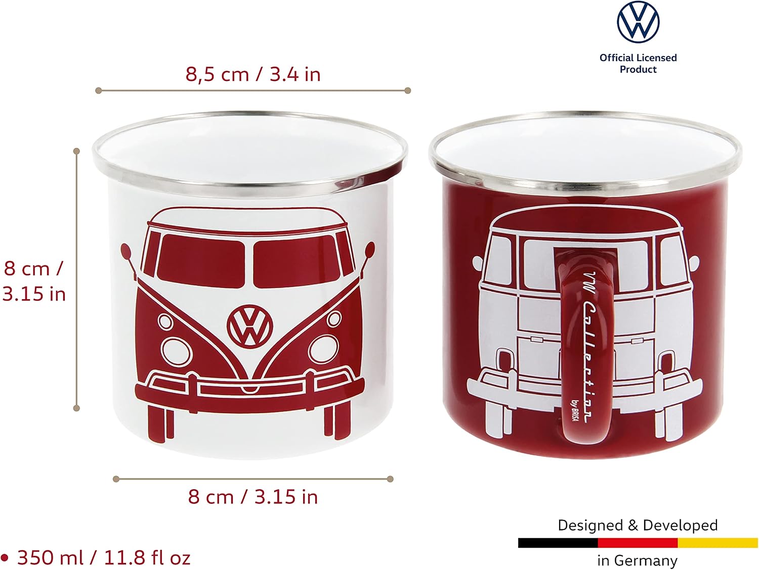 BRISA VW Collection - T1 Bus Camper Enamel Coffee Mugs, 2-Pack, 11.8 fl oz image 3