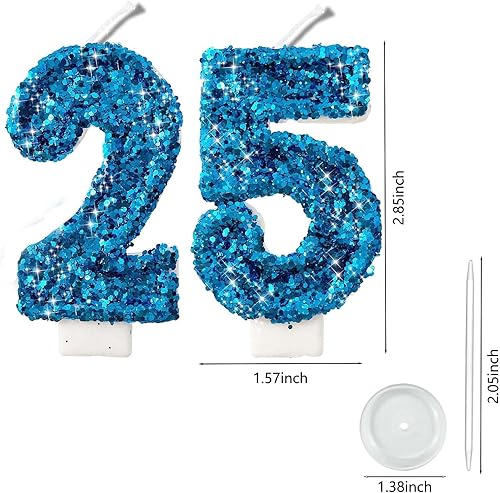 Miniatura 354 de Velas de números con purpurina de oro rosa de 2.8 pulgadas, muchos colores, regalos de cumpleaños de 22 años, velas de cumpleaños, velas de números