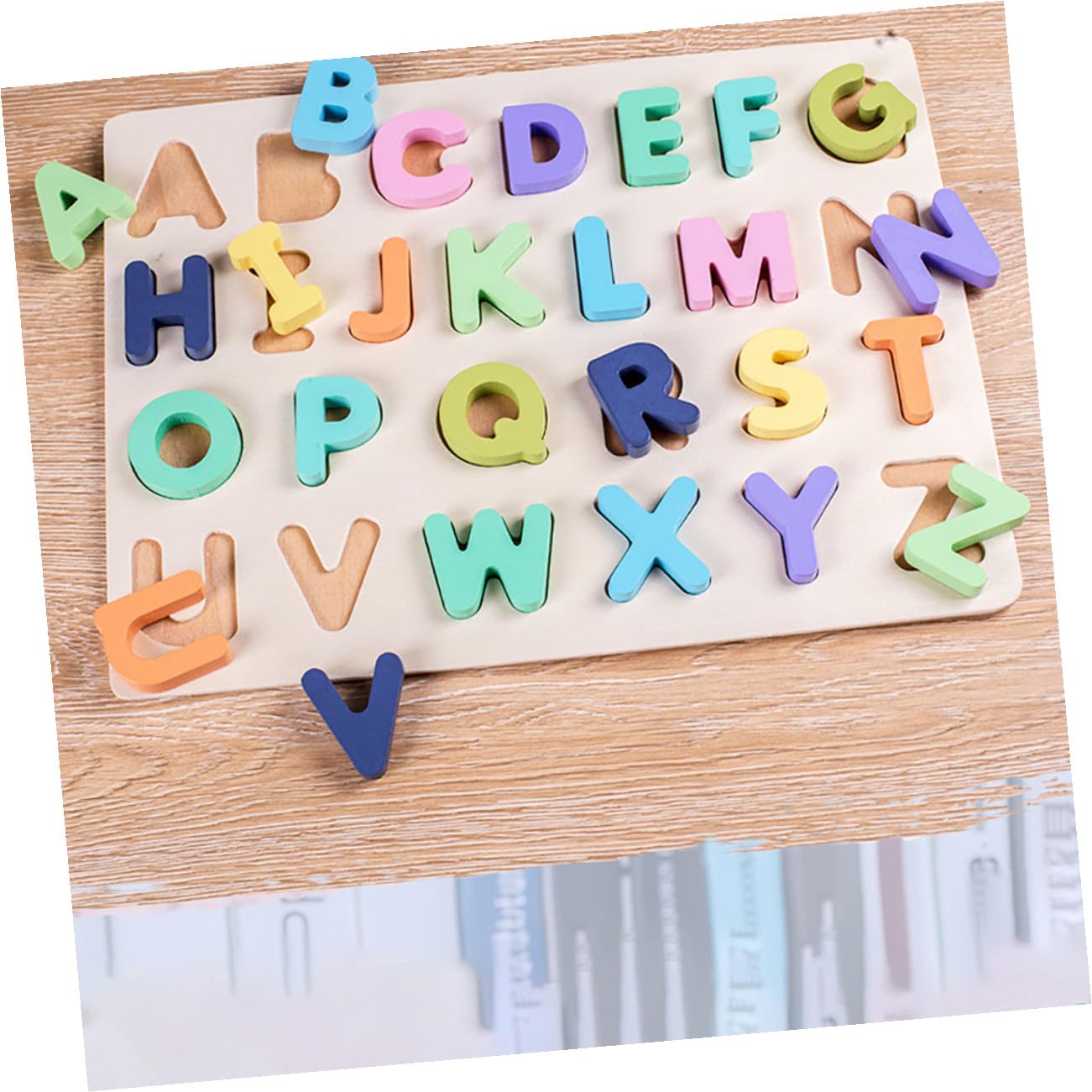 HANABASS Puzzle in Legno Colori Vivaci Gioco Educativo Lettere e Numeri Set di 4 Elementi e Design Semplice per Apprendimento Precoce e Divertimento per Ragazzo Ragazza