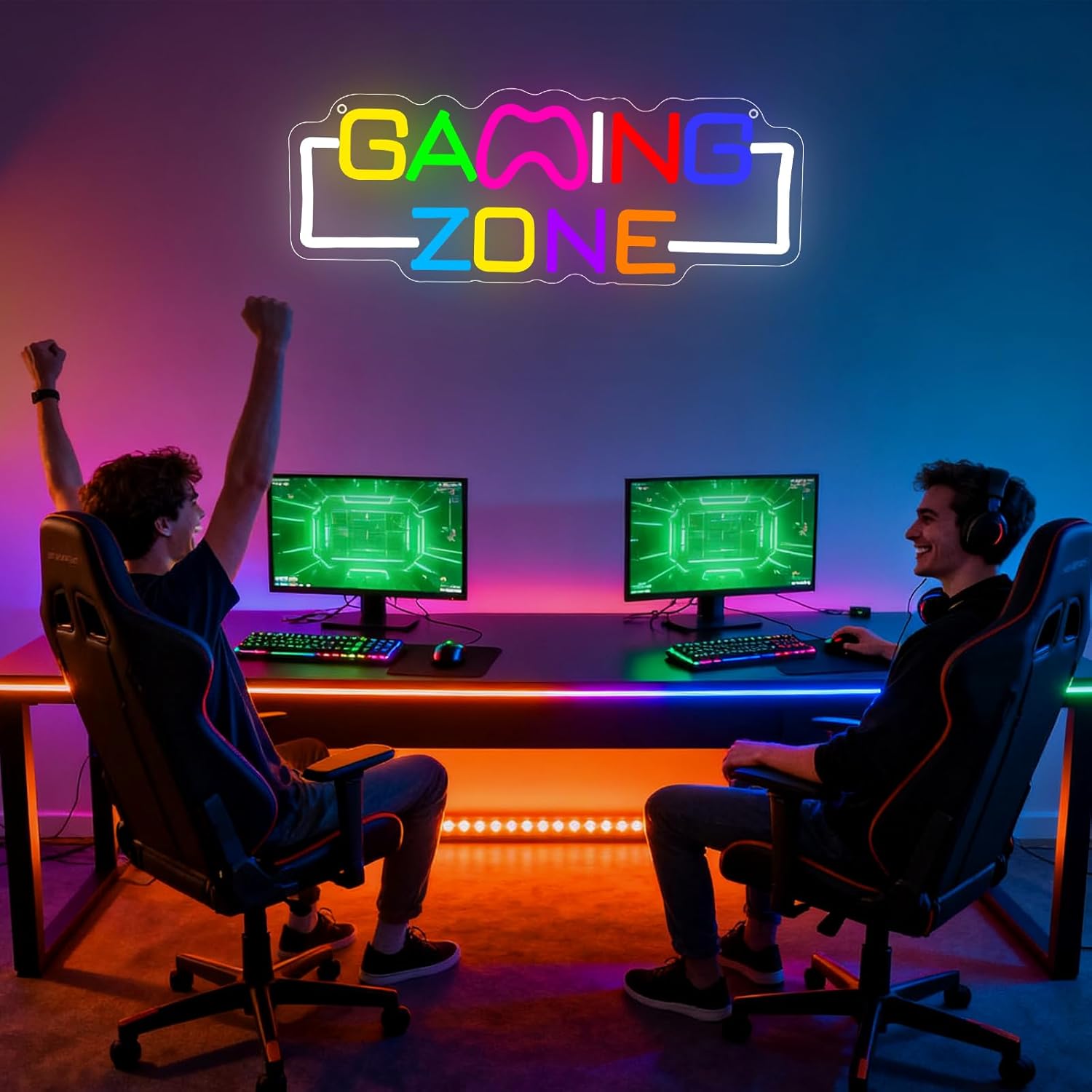 Gaming Zone Neon Sign, Colorful Game Zone LED Neon Light Signs for Game Room Wall Decor Light up Signs Lights for Teen Boy Gamer Bedroom Birthday Party Christmas Gift Dimmable USB Powered(15.4"*5.9") - Image 7