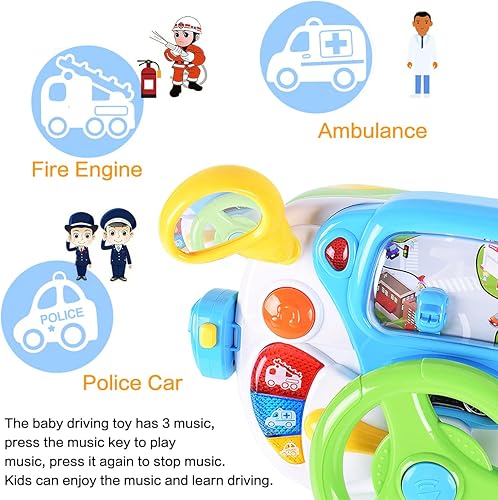 Miniatura 4 de fisca Juguete de volante para niños pequeños, juguete de aprendizaje interactivo para niños pequeños de 1 a 3 años, juguetes musicales educativos