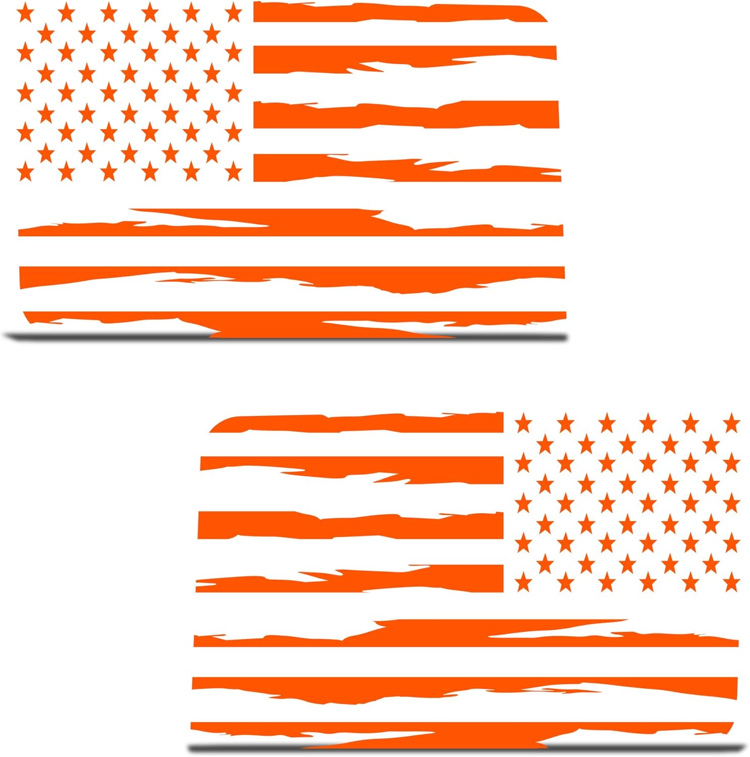 Rear Window Graphics kit Vinyl Decal Wrap Compatible with Jeep Wrangler 2011-2020 - USA Flag Distressed Punch Out Stars Orange