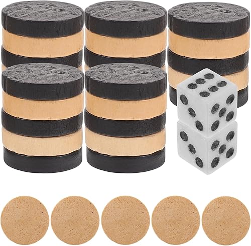 NUOBESTY Piezas de backgammon de madera, piezas de damas, juego de mesa, fichas de ajedrez, juego de dados, accesorios para juegos de mesa