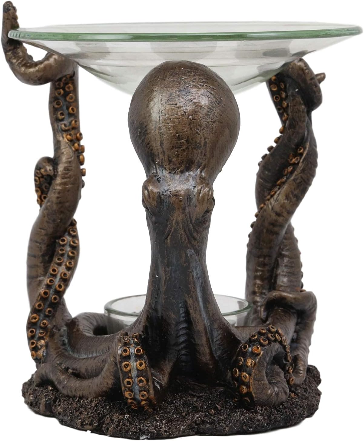 Ebros Nautical Ocean Marine Octopus Head and Arms Tentacles Oil Warmer Or Wax Tart Burner Aroma Scent Diffuser Tea Light Candle Holder Statue Sea Kraken Giant Octopuses Themed Decorative Figurine