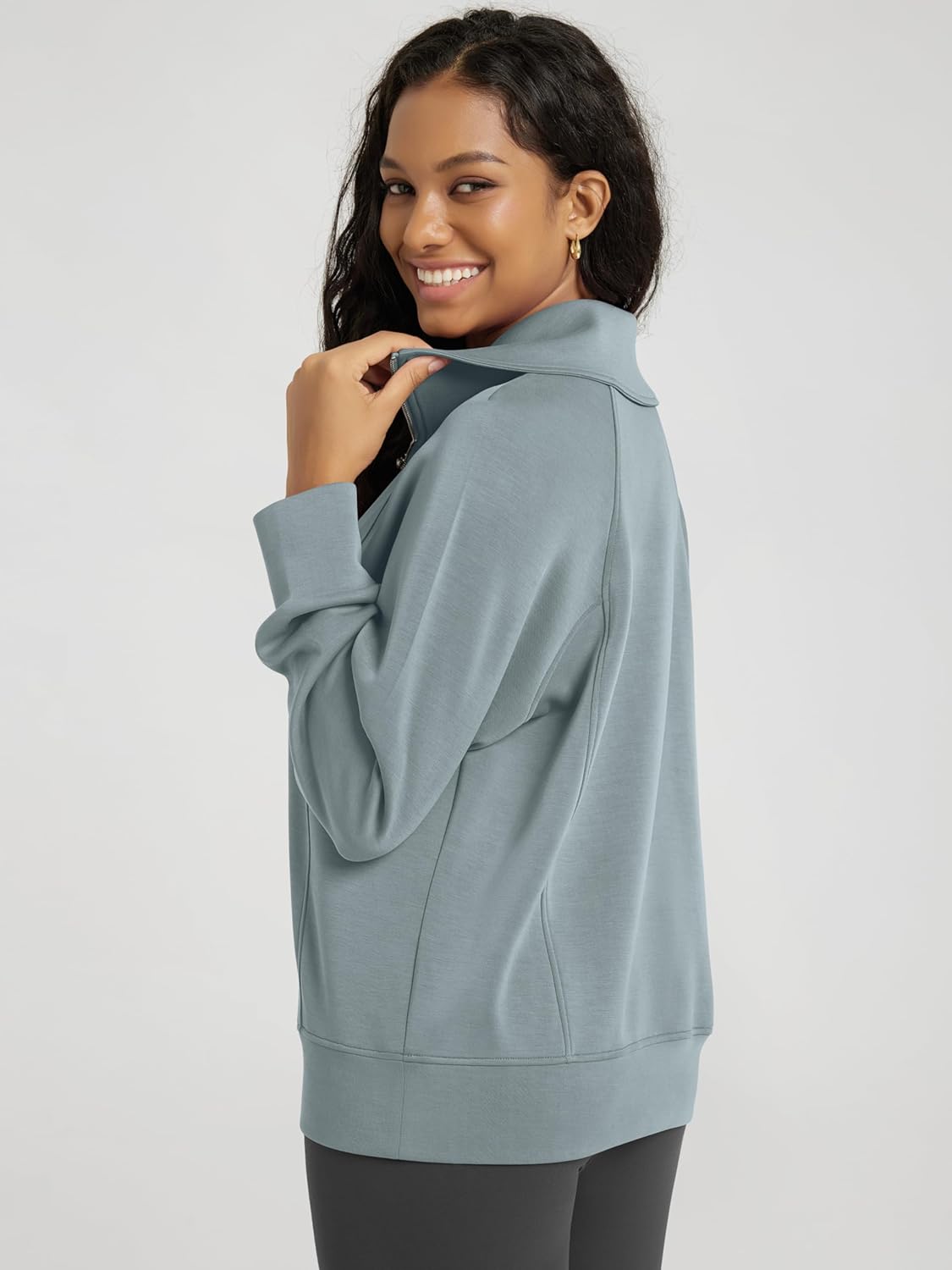 ODODOS Modal Soft Half-Zip Sweatshirts for Women Long Sleeve Relaxed Fit Collared Pullover Top