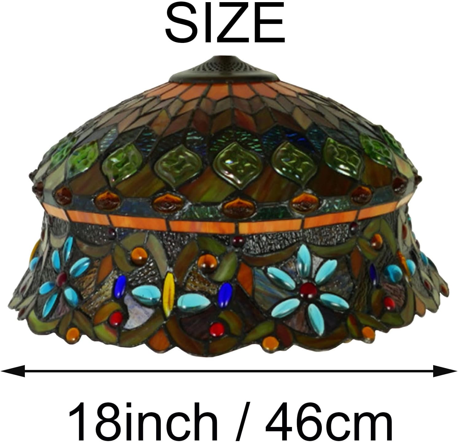 Tiffany Style Lamp Shade Replacement Stained Glass Peacock Style Lampshade Only with Cap fit for Table lamp Pendant Light Ceiling Fixture,Peacock Shade