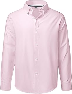 Boy's Long Sleeve Oxford Dress Shirts Solid Casual Button Down Collar Shirt Kids Formal Uniform Tops