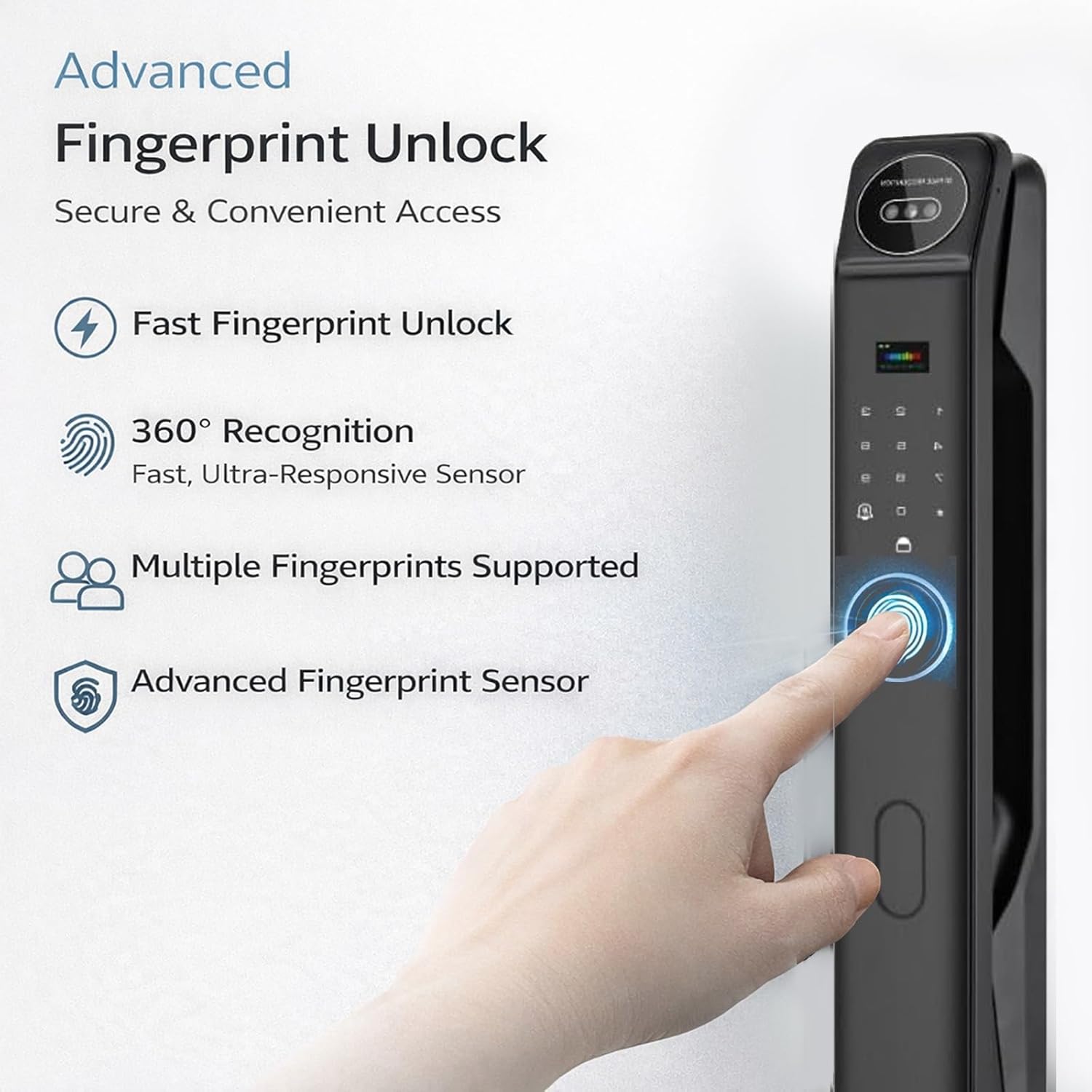 3D Face Recognition Smart Door Lock with Video Intercom, Biometric Palm Vein & Fingerprint Keyless Entry, 1080P HD Camera, Tuya App Control, Alexa Compatible, IP65 Waterproof, 5 Ways to Unlock
