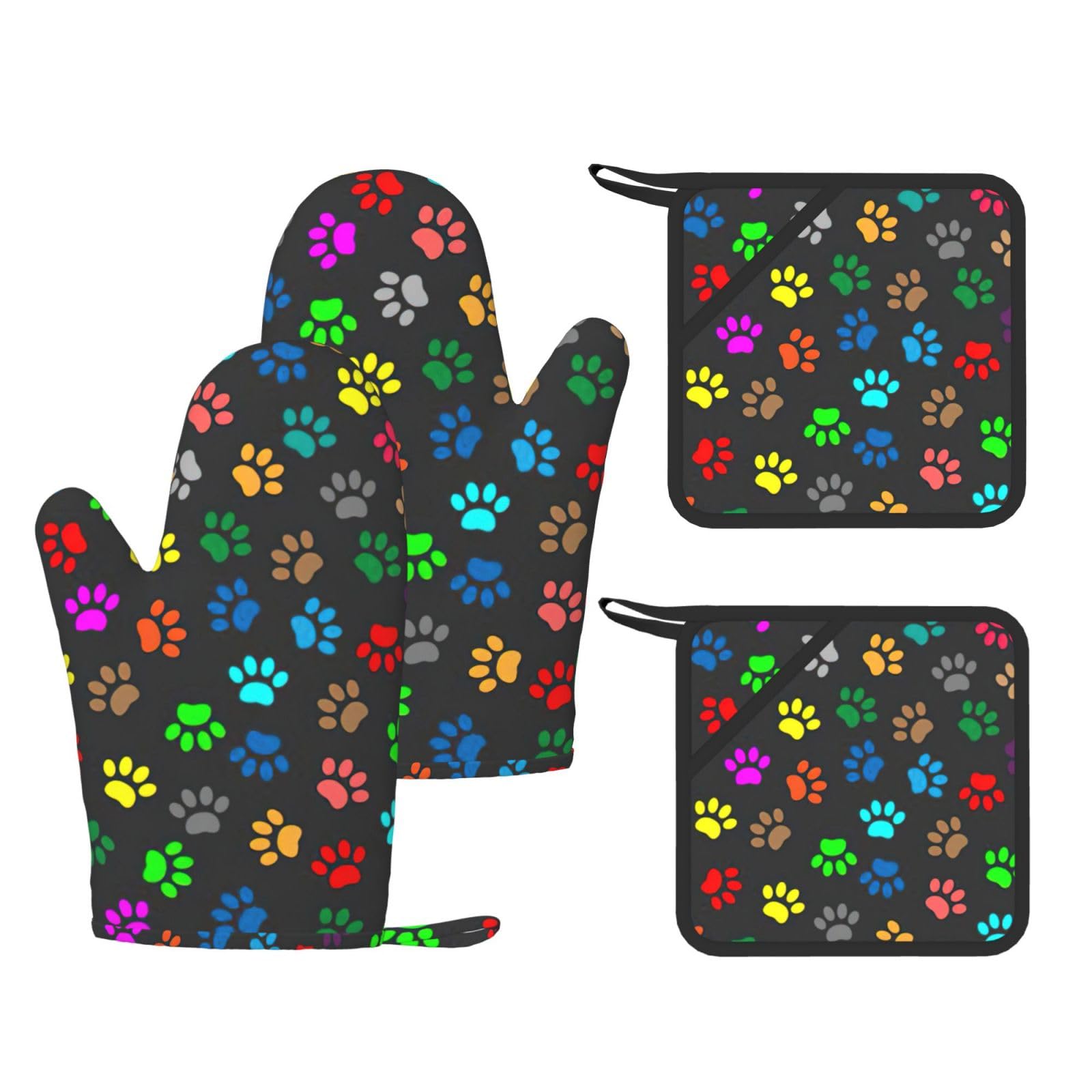Gants résistants à la chaleur motif pattes de chien lot de 4 maniques de cuisine originales