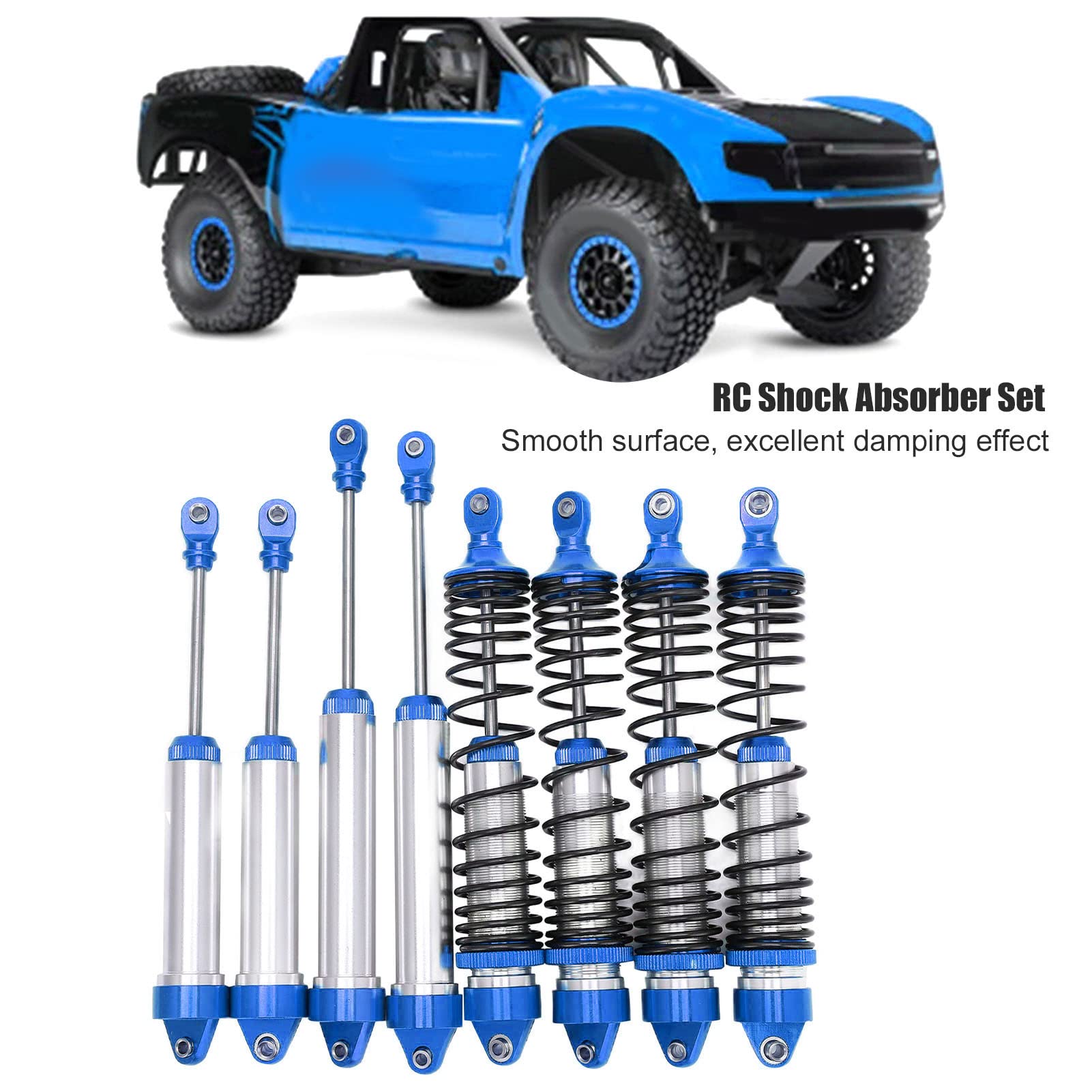 Set di Ammortizzatori RC Durevoli Ammortizzatori Anteriori e Posteriori in Alluminio Leggero per 1/7 UDR 4 Pezzi (Blu Scuro)