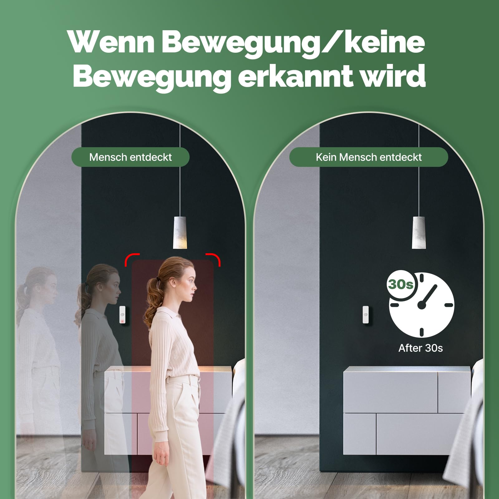 MOES WiFi Bewegungsmelder Kein Hub nötig Smart Life Tuya Alexa 4 Stück | WiFi, Kein Hub nötig, 100° PIR Winkel, Mit Lichtsensor, Smart Life, kein ZigBee