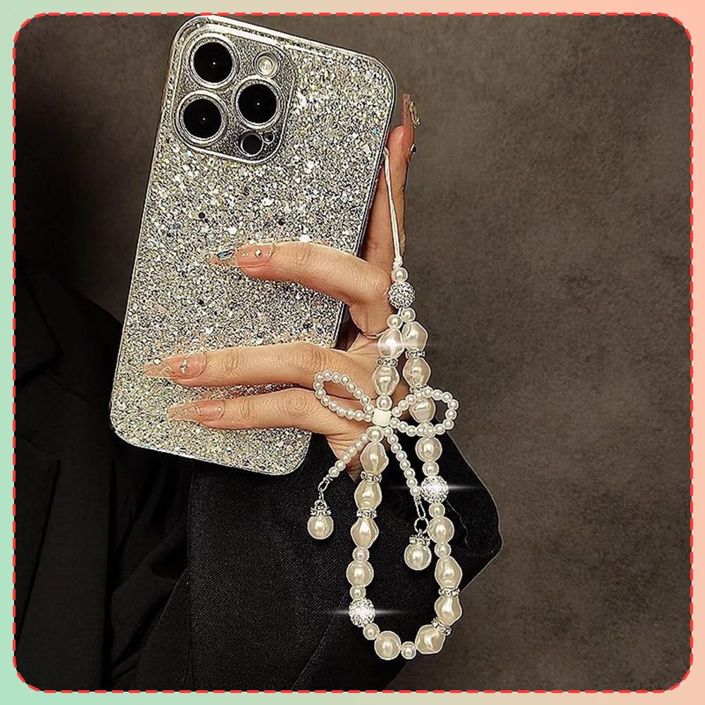 4 Pcs Cute Cell Phone Charms, White Pearl Bracelet Strap Chain Wrist Beads MobilePhone Charm Wrist Strap to Prevent Loss, Phone Case Accessories for Keychain Camera Decor — view 5