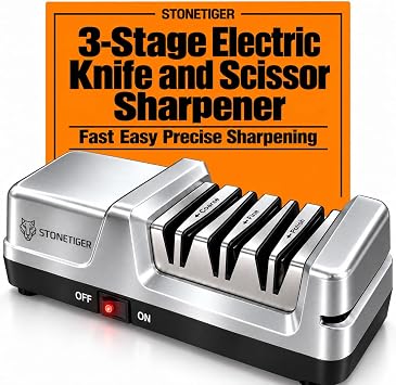 4-in-1 Electric Knife Sharpener for Home Cooks Kitchen Glacier Silver