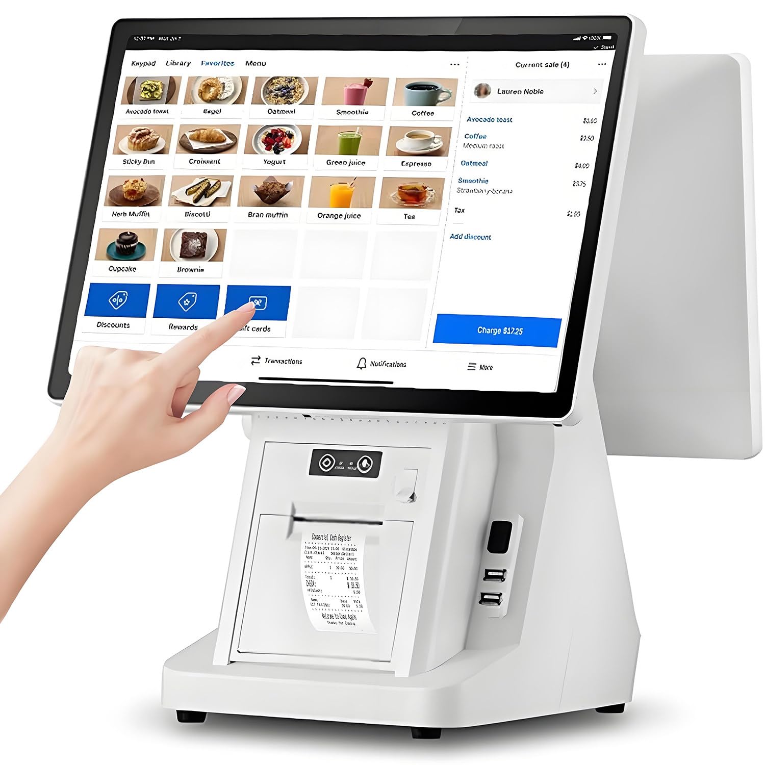 Système de Point de Vente (POS) Double écran pour Restaurant avec écran Tactile de 15,6 Pouces - Caisse enregistreuse Tout-en-Un pour Petites Entreprises, 8 Go de RAM, SSD de 128 Go