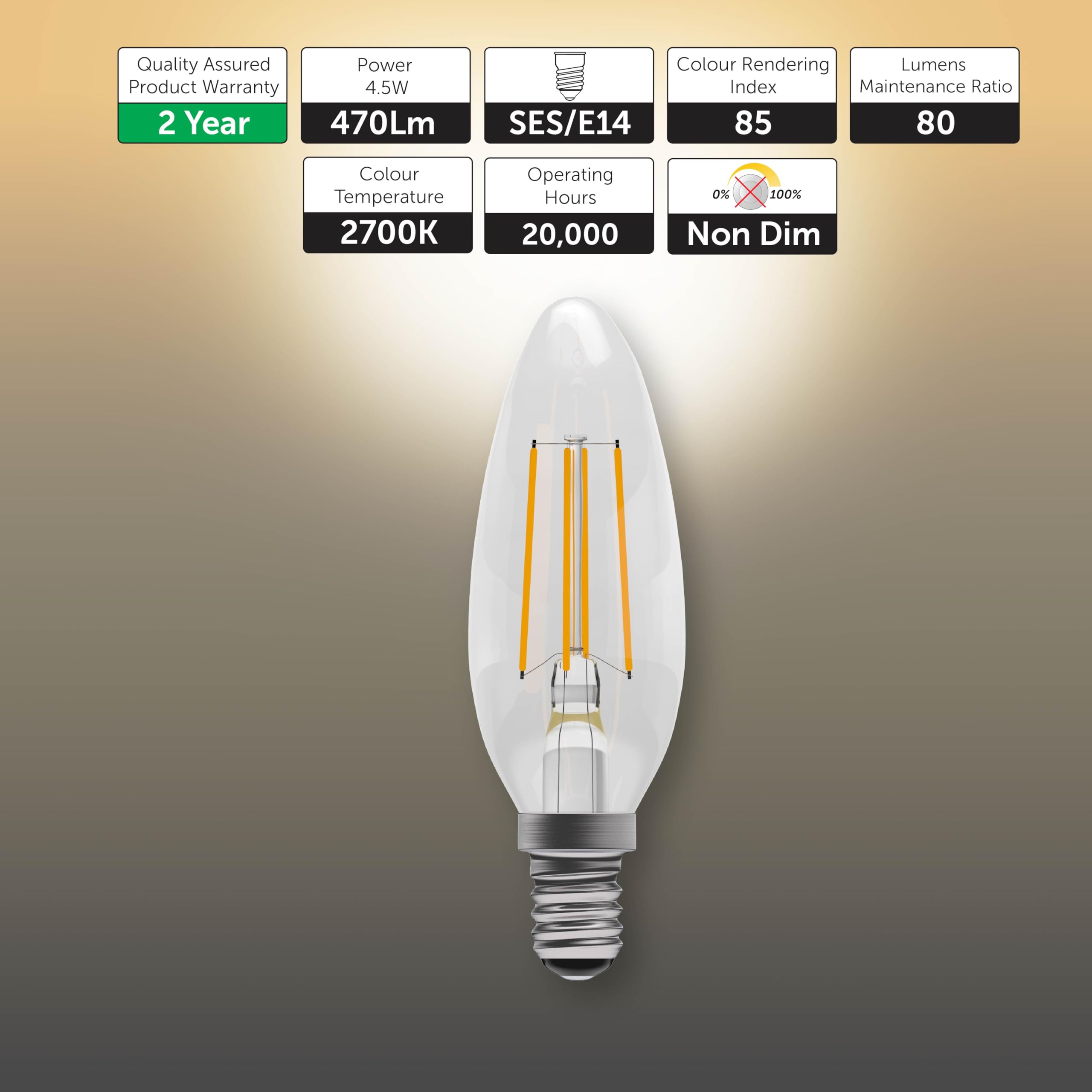 BELL Lighting E14 LED Candle Bulbs 3 Pack, Warm White - 2700k - Image 2