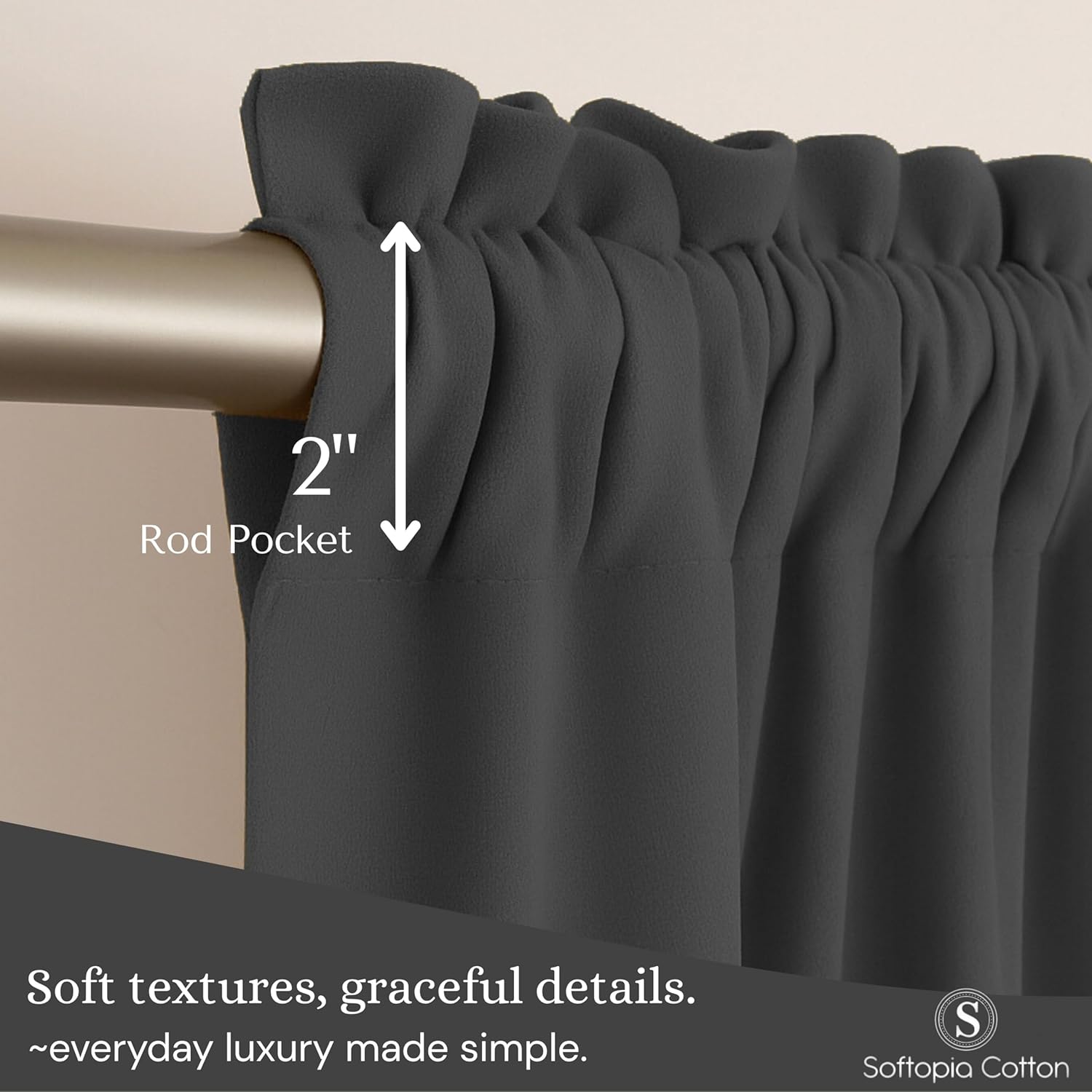 3 Piece Window Curtain Set, 100% Cotton, 2 Tiers 26x36 Inch & 1 Valance 54x18 Inch, Semi Sheer, Rod Pocket, Short Curtains for Kitchen, Café, Living Room, Bathroom, Bedroom, Grey