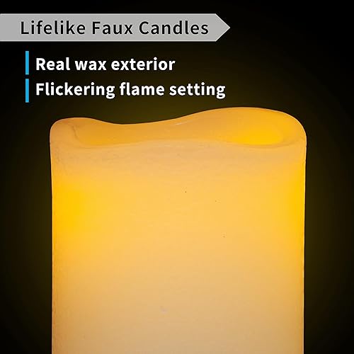 Miniatura 6 de FURORA LIGHTING Velas sin llama de cera real marfil con control remoto y temporizador, 4 pilares y 4 votivas, paquete de 8, velas parpadeantes sin