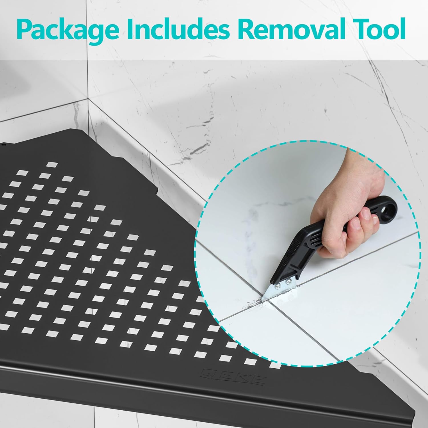 Corner Shower Shelves, 10” Recessed Tile Shower Shelf Brushed Nickel, 304 Stainless Steel Grout in Corner Tile Bathroom Shelves, No Drilling, 2 Pack