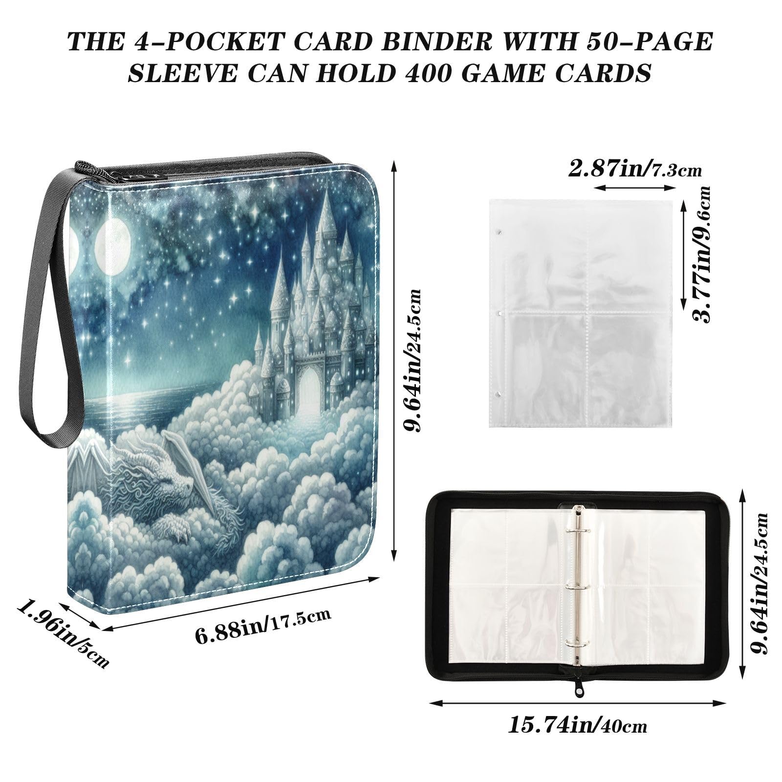 cloud card binder Amazon.com: Msyxl Soft Cloud Castle Card Binder 4-Pocket, 400 Pockets PU  Waterproof Zippered Collector Card Album with 50 Removable Sleeves for  Trading, Game Cards : Toys & Games