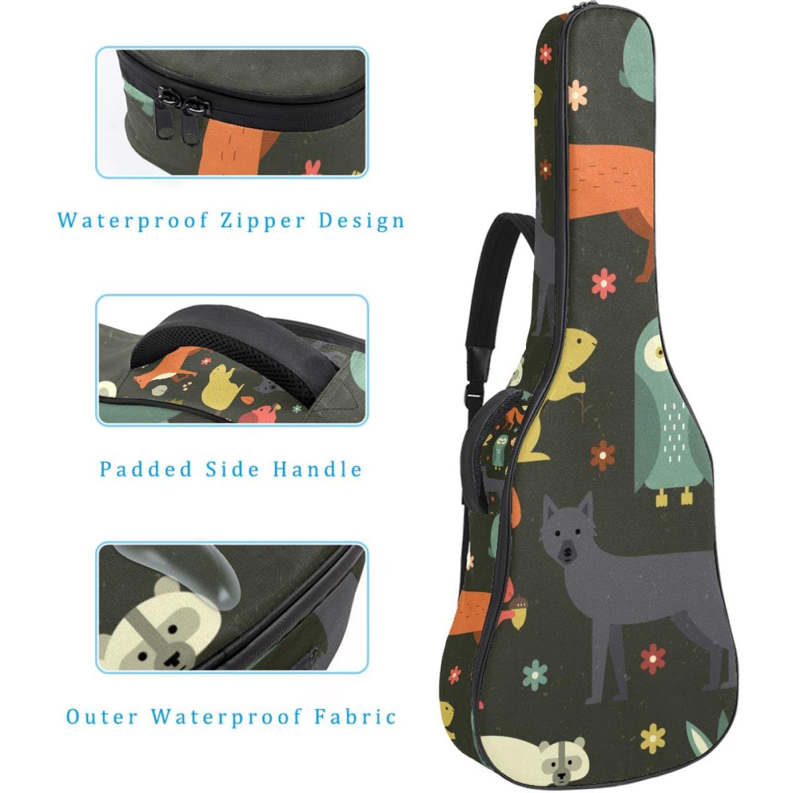 Torba na gitarę akustyczną, wodoodporny plecak na gitarę, gruby, miękki, wyściełany, instrument gitarowy, muzyka, gitara klasyczna, Kolor (4), 42.9x16.9x4.7 in, Organizer do torby