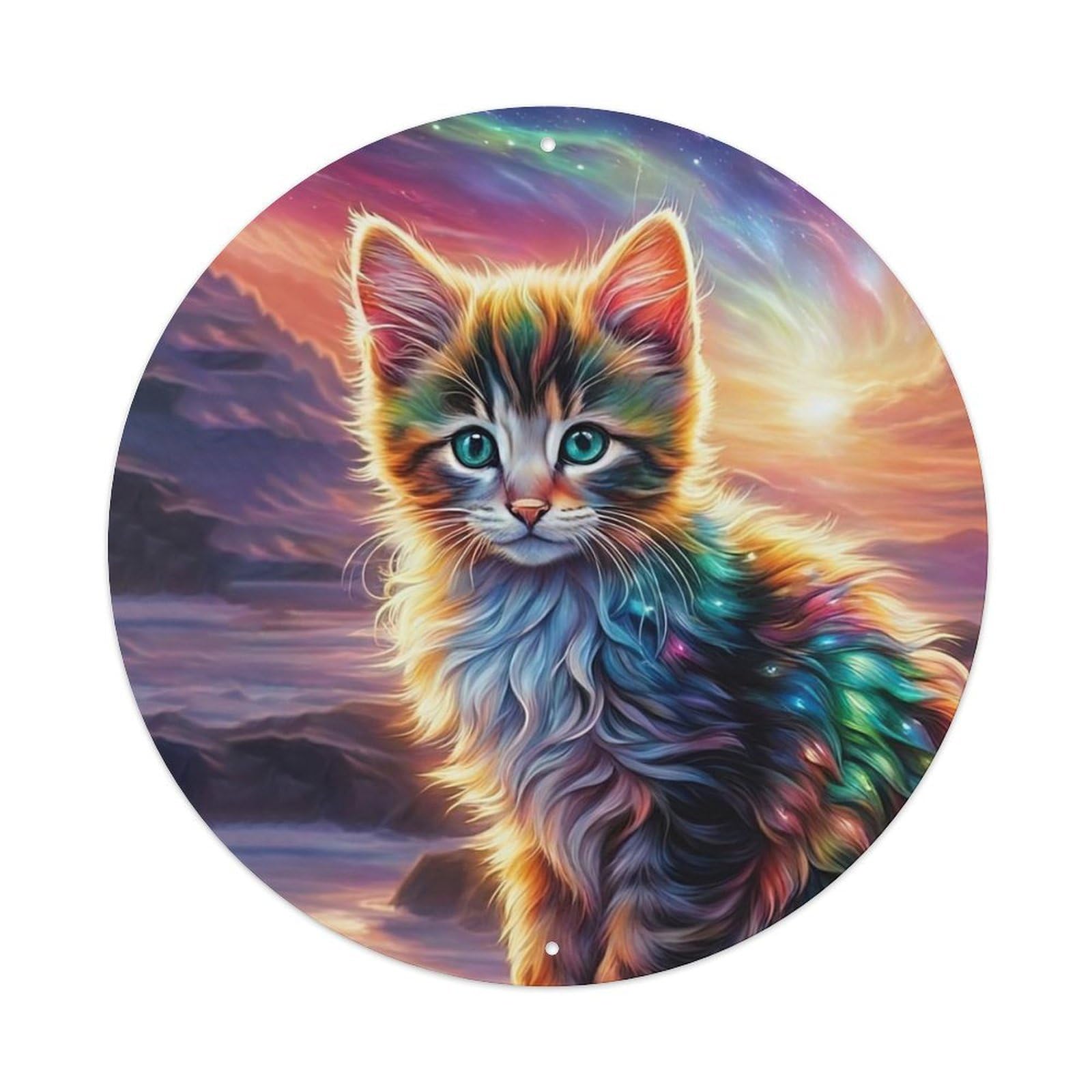Animal Artwork Colorful Kitten Metal Tin Sign