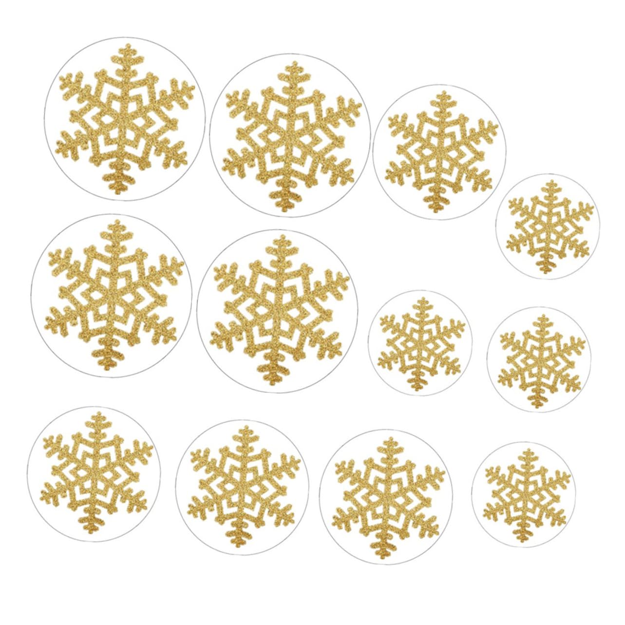 STOBAZA 36 Piezas Pegatina Autoadhesiva Redonda Decoración Dorada Decoraciones De Copos De Nieve Calcomanías Navideñas Para El Piso Resplandecer Pegatinas Piso De Navidad Pegatinas Golden