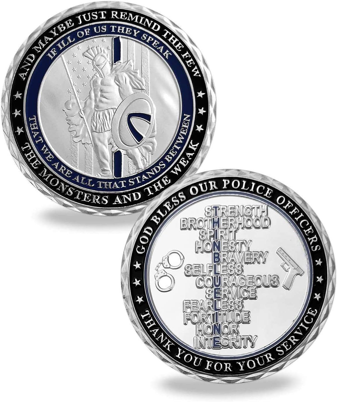 U.S. Spartan Warriors Police Officers Challenge Coin Thin Blue Line Law Enforcement Military Coin