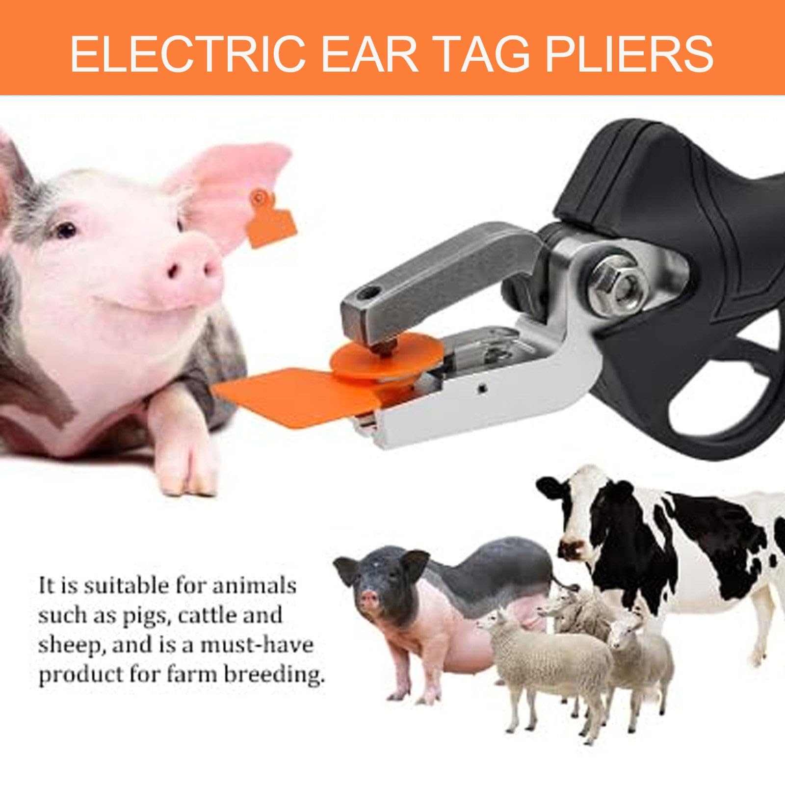 Alicates para Crotales, Herramienta inalámbrica para el etiquetado de Ganado Vacuno, ovino y porcino, aplicador eléctrico rápido e indoloro.