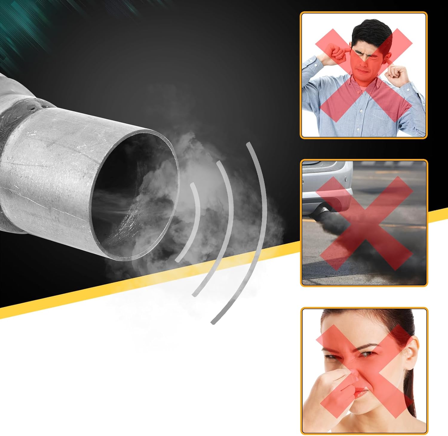 Exhaust Flex Pipe, 1.75"x6"x10" Overall Length Heavy Duty Stainless Steel Double Braid Flexible Tube