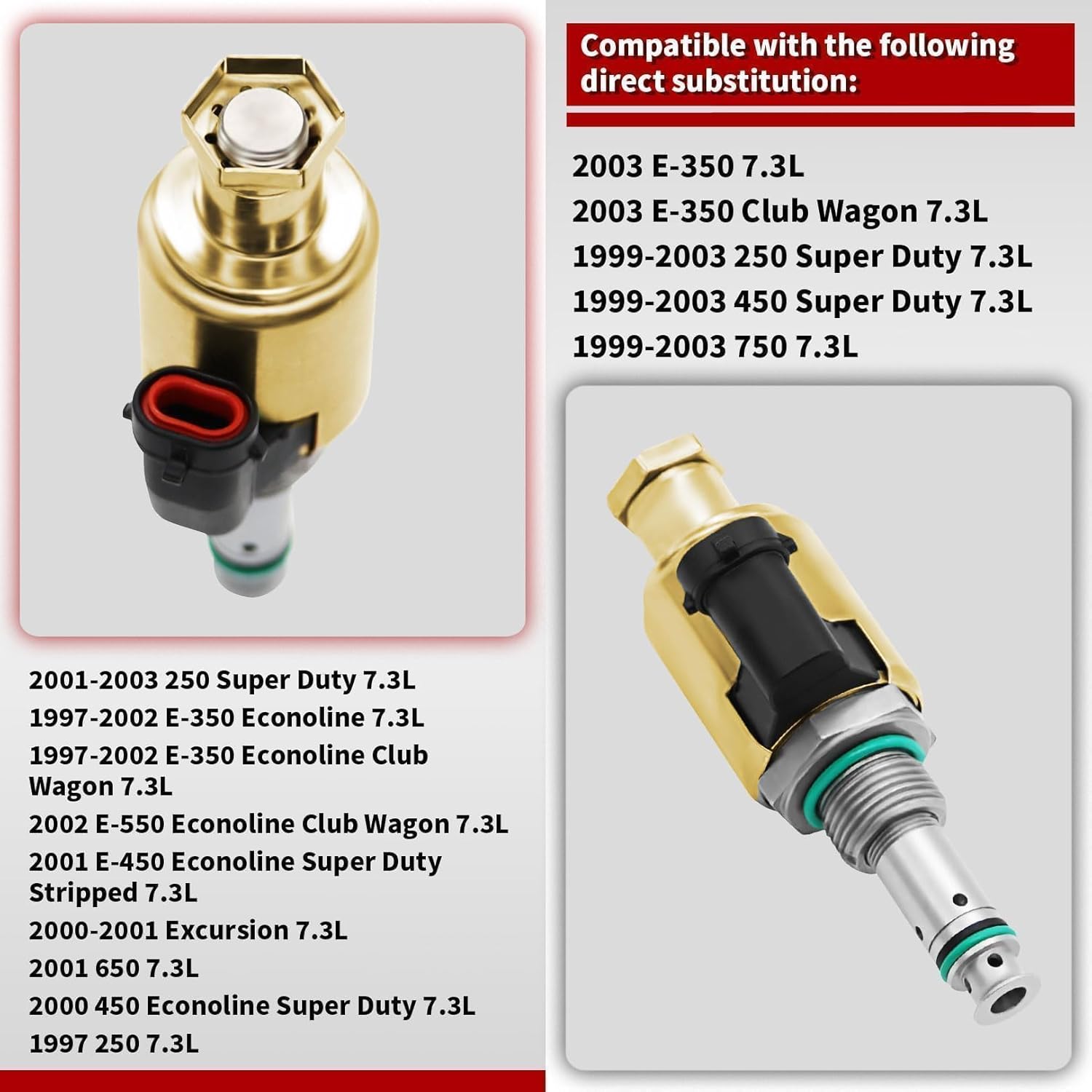 F81Z9C968AA 7.3L Fuel Injection Pressure Regulator IPR Valve ICP Control Sensor Compatible with V8 Diesel Turbocharged 250 350 450 550 650 750 E-350 E-450 E-550 1995-2003