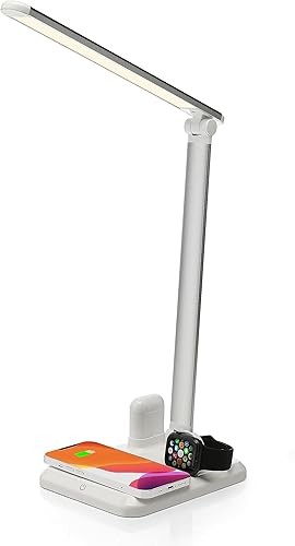 Miniatura 2 de Lámpara táctil LED plegable de 4 W con puerto de carga USB, cargador de teléfono inalámbrico - Luz portátil regulable para mesa de estudio,