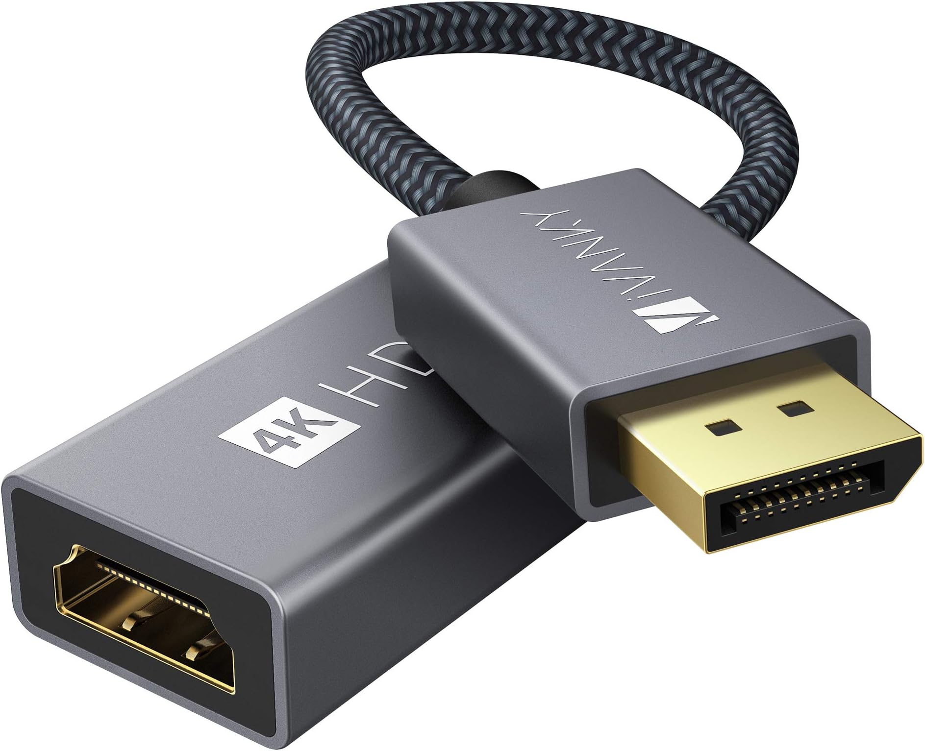 Adaptateur DisplayPort 4K Vers HDMI WARRKY [boîtier En Métal, Nylon