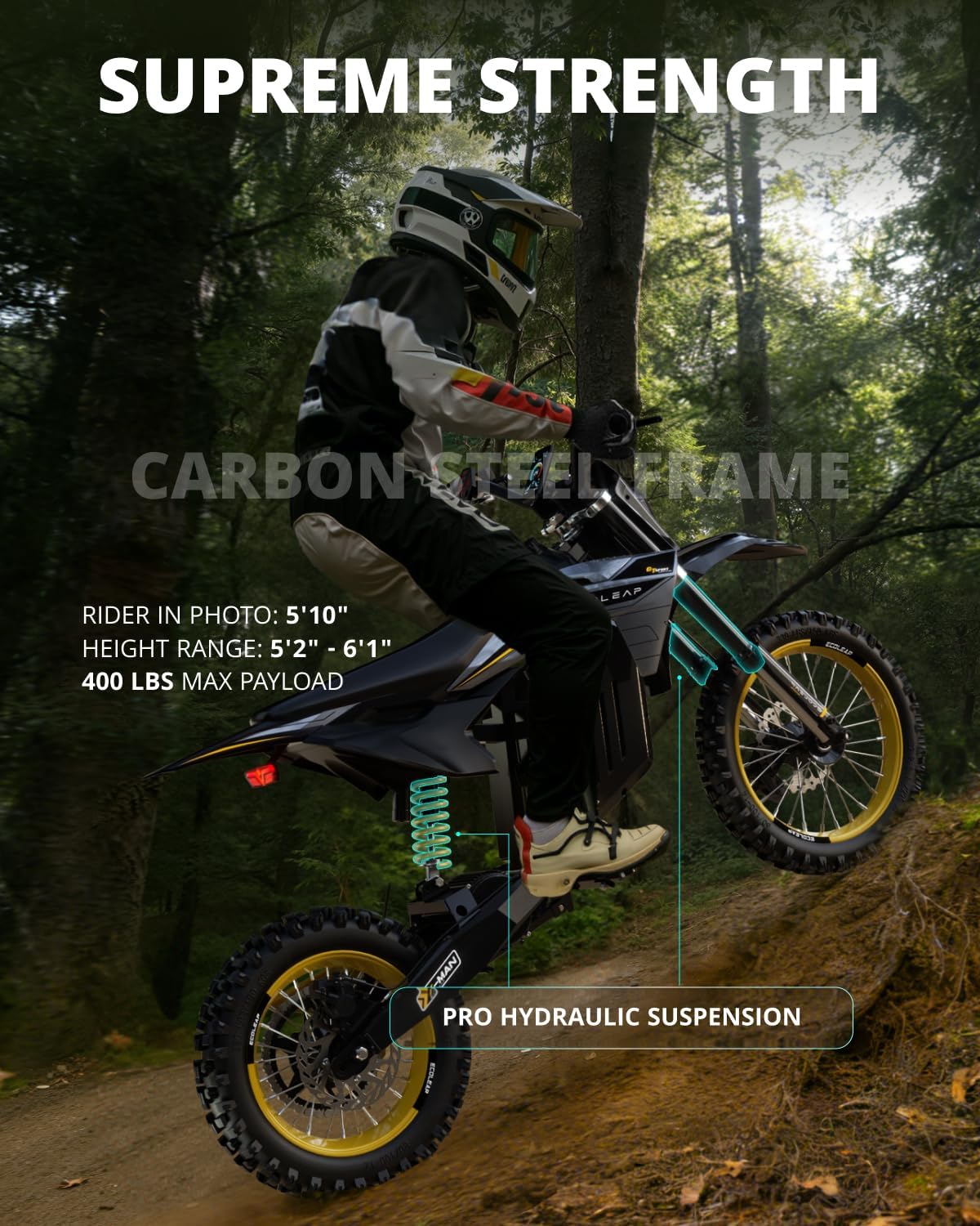 Conqueror X Electric Dirt Bike for Adults Teens, 3500W Peak Mid-Drive eMoto, 37 MPH, 55 Miles Long Range, 48V 21Ah Battery, 400 Lbs Load, NFC Smart Electric Motorcycle