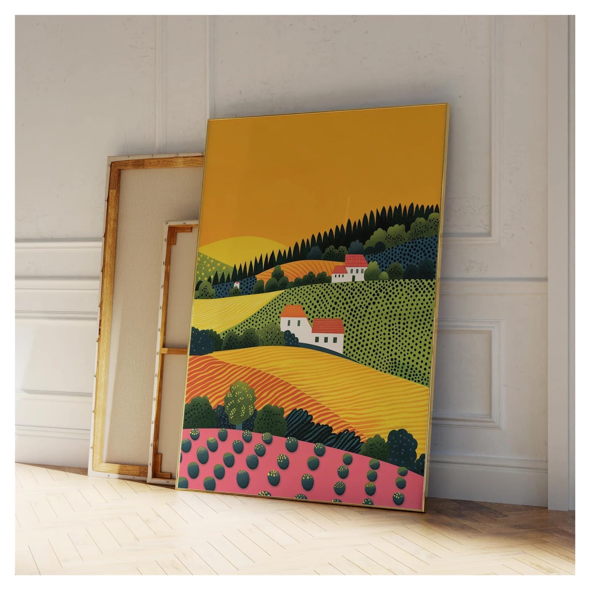 Cuadro sobre lienzo minimalista abstracto y pintura de paisaje natural de 40x50cm