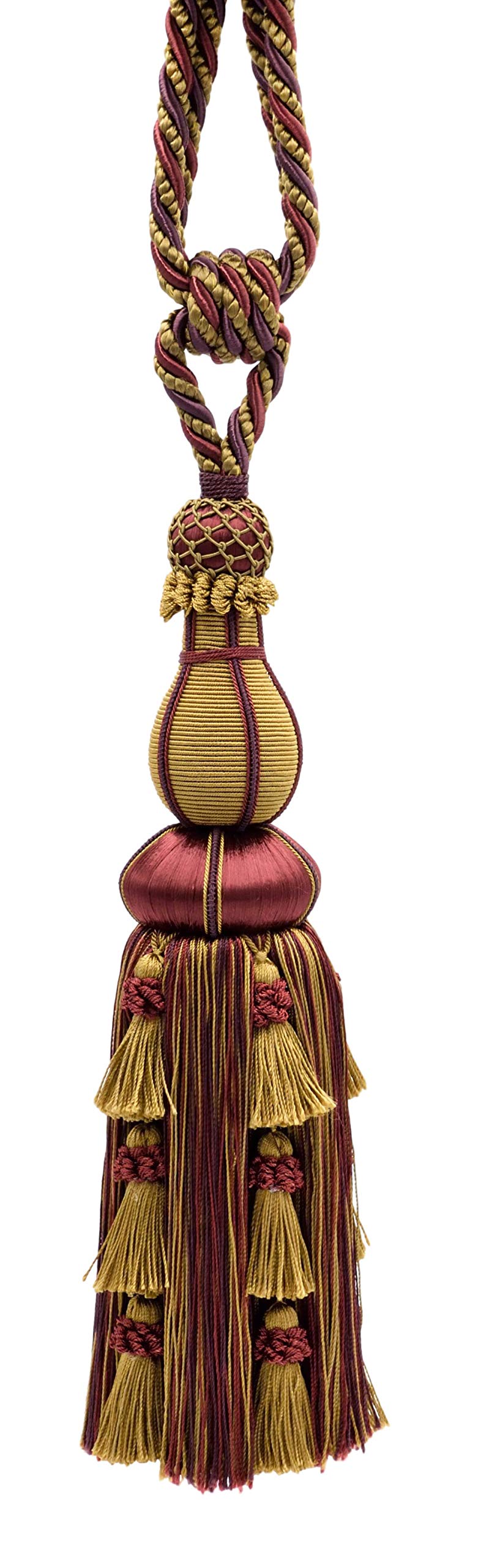 Coppia di grande elegante nero rosso ciliegia, melanzana, cammello beige tende e tendaggi grande nappa Tieback/30,5 cm in nappa, 76,2 cm spread ,1,5 cm Cord, Alexander Collection Style 21771PR col