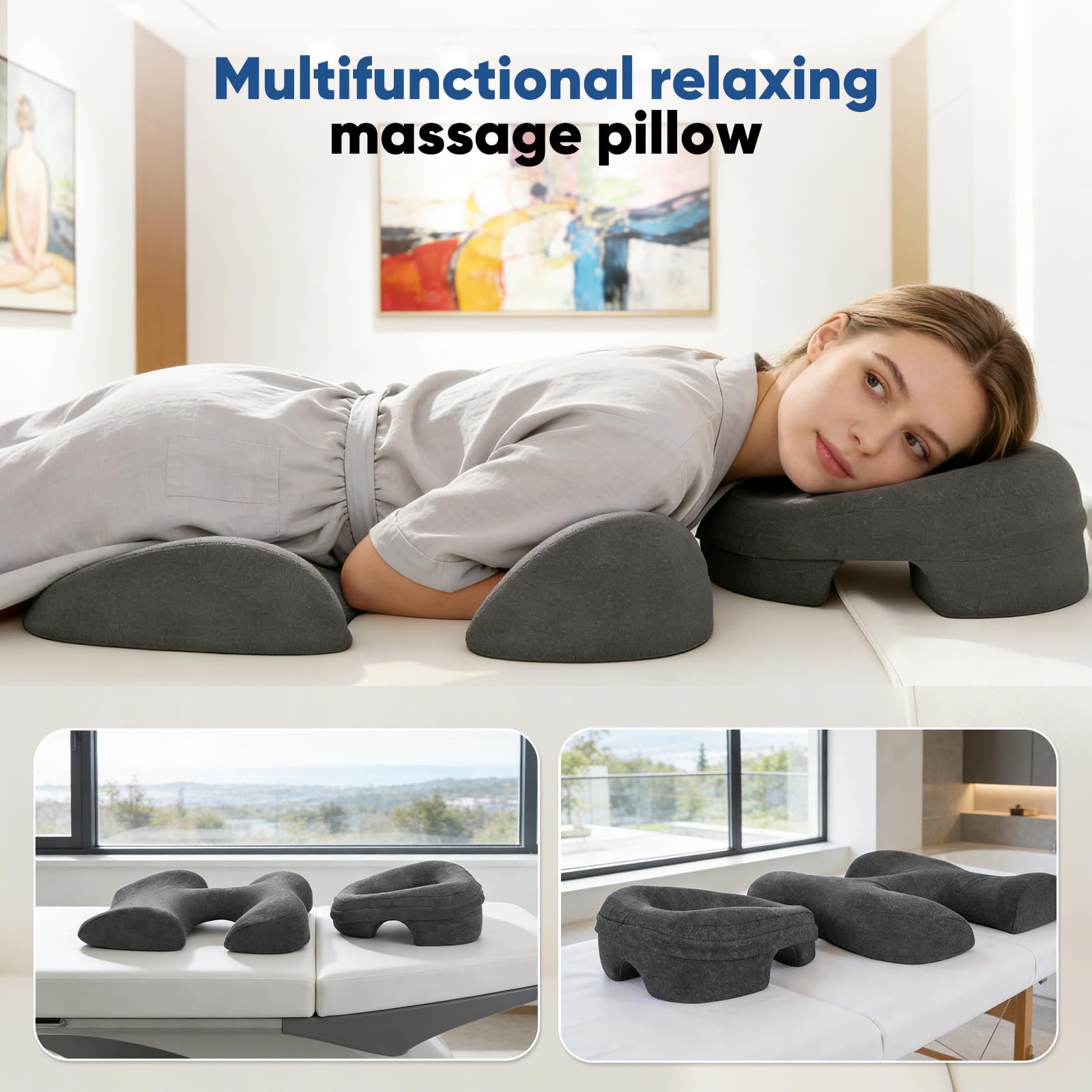 Poggiatesta Massaggiante per Letto Set di Cuscini Massaggianti per Petto E Viso Cuscino Ergonomico per Il Viso con Fodera Rimovibile, Poggiatesta Morbido E, Cuscino, Supporto Addominale