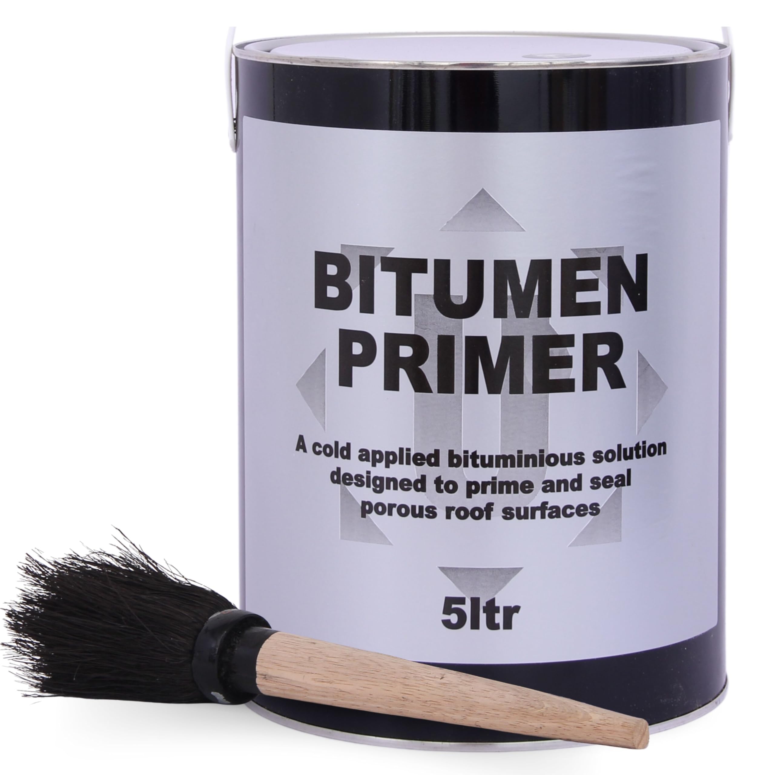 Bitumen Primer 5 L with Brush Included – Cold Applied, High Penetration Solution for Sealing, Priming Porous Surfaces, Quick Drying & Waterproof Primer Rain Resistant for Concrete, Metal, Cement