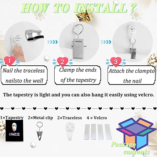 Miniatura 7 de QGHOT Tapiz con diseño de cara fantasma de terror para colgar en la pared, tapiz negro fresco, póster de fantasma para dormitorio, adolescentes,