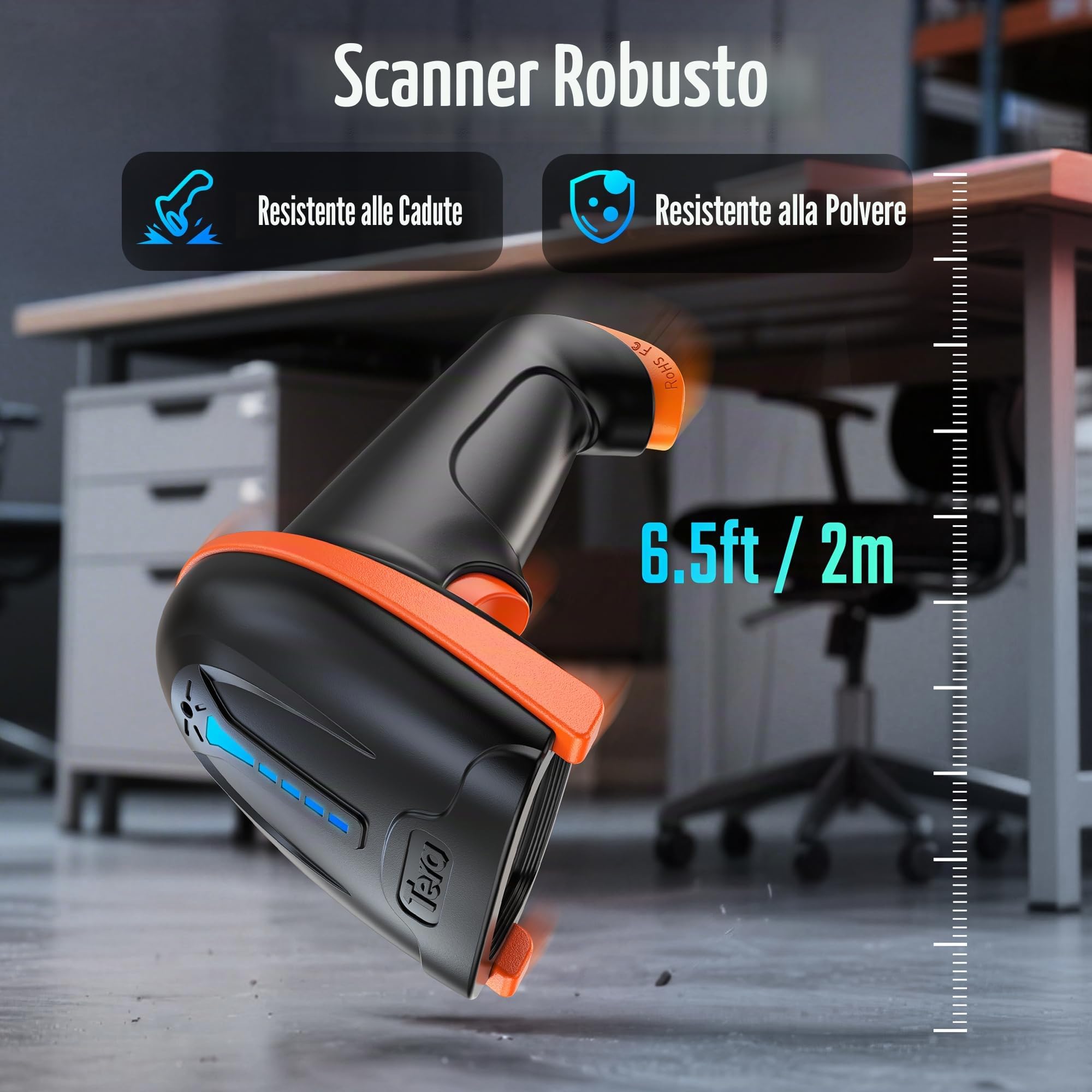 Tera 2D QR Lettore di Codici a Barre Senza Fili USB Cablato 1D 2D Wireless Barcode Scanner Codici a Barre Digitali/Stampati Funziona con Windows Mac Linux, D5100