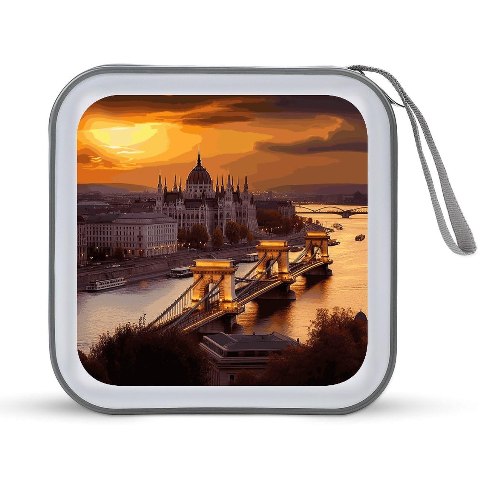 VstaDank Budapest Sunset DVD Case 40 Capacity Protective Storage Organizer Binder Booklet Album Portable Disc Wallet Car CD Disc Holder Hard Plastic CD Case CD DVD Case Holder