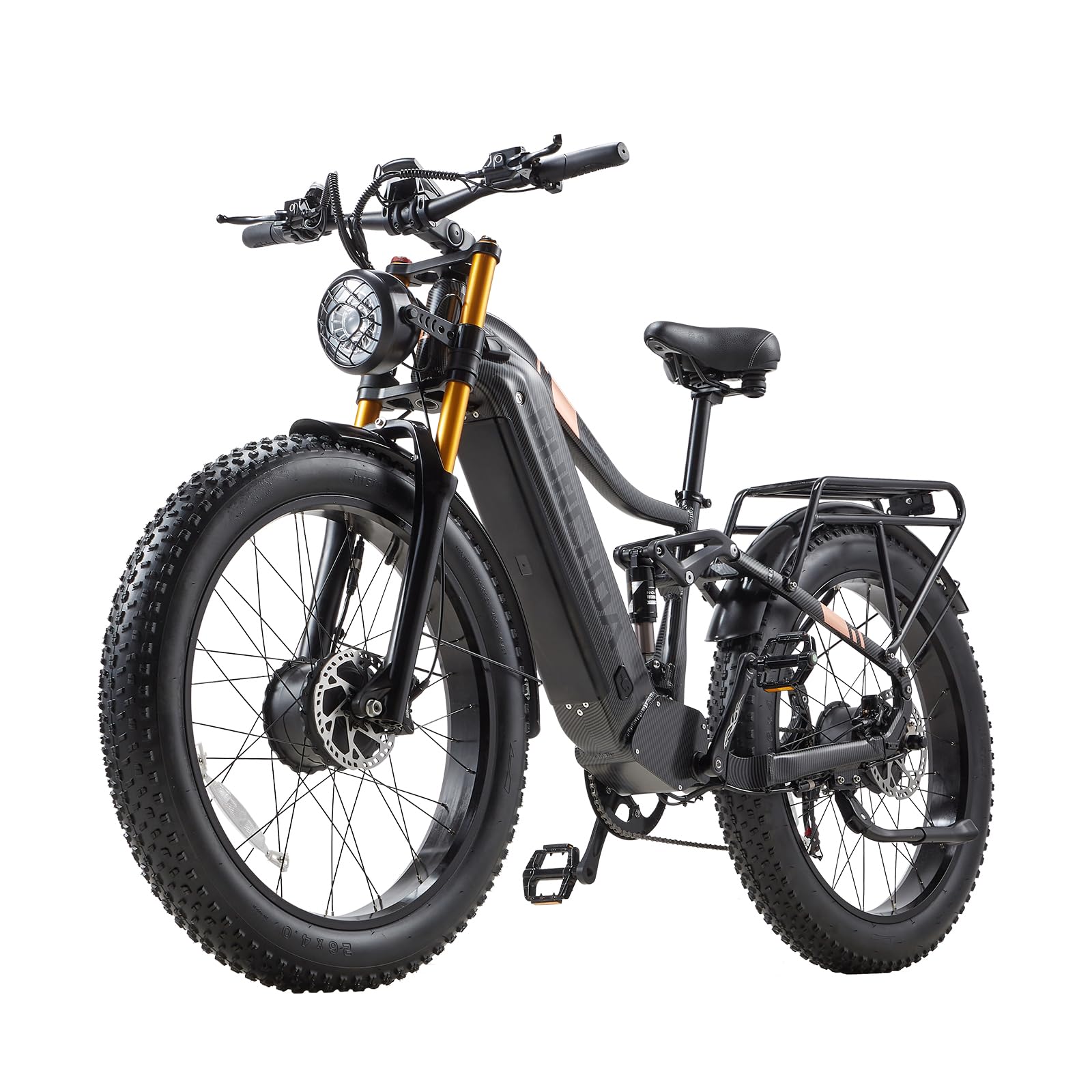 Doppelter Motor 95/190 N.m E Bike elektrofahrräder Herren Damen, Ebike 48V 30Ah Akku bis 160km, 26x4 Zoll Electric Bike 7-Gang Getriebe mit Vollfederung E Fahrrad HC26