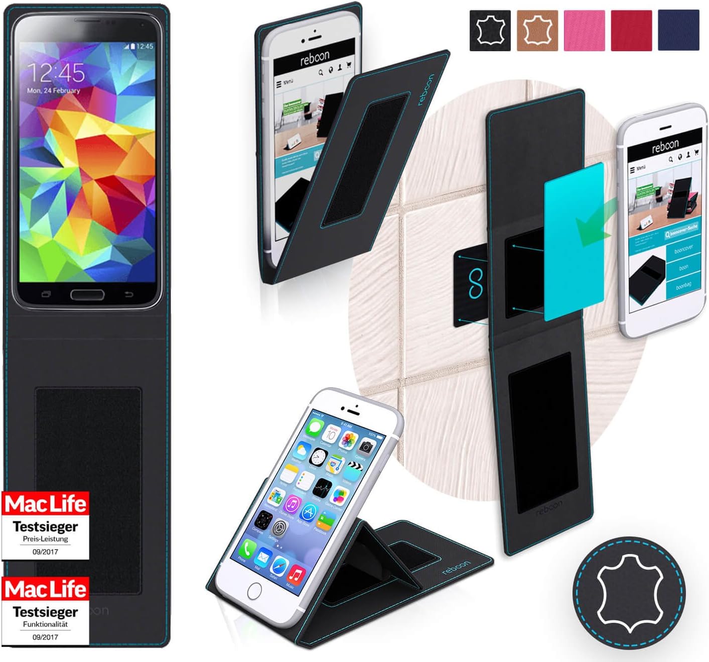 Cover for Goophone S9 Case | in Black Leather | Multifunctional Cover Bumper