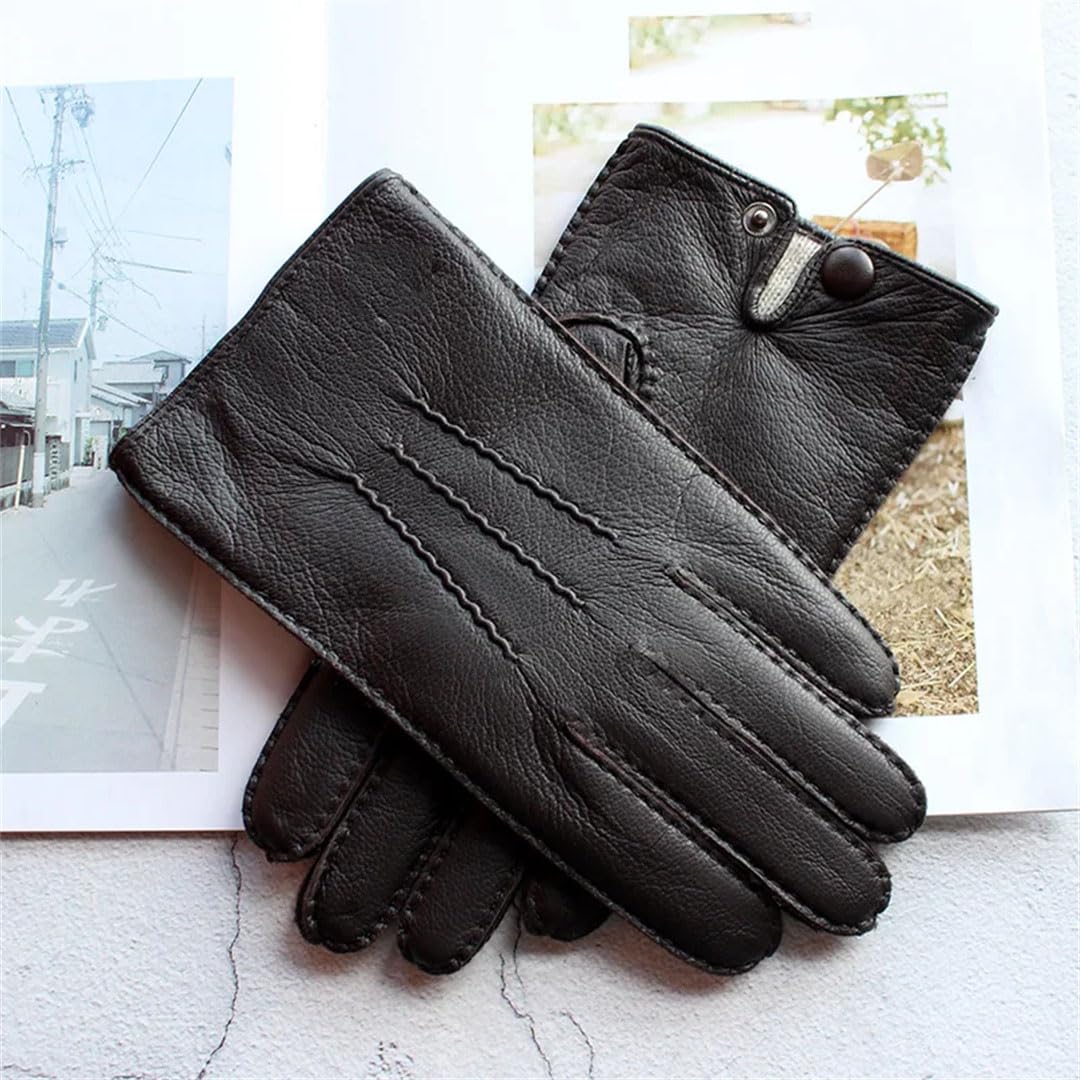 Gants d'hiver en cuir avec doublure en laine pour homme