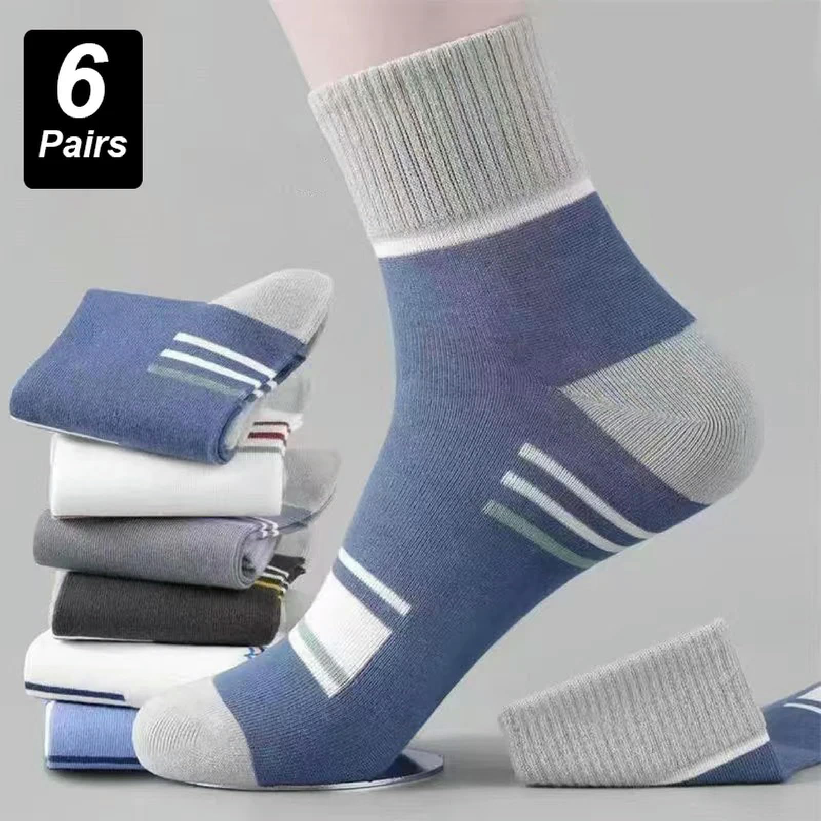skarpety 6 par męskie skarpety oddychające bawełniane pończochy sportowe wygodne pochłanianie potu dezodorant sox, 6 par biało-czerwony, EU38-45