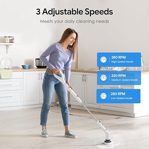 Miniatura 3 de Cepillo eléctrico giratorio 2025, cepillo de limpieza inalámbrico, cepillo de limpieza de ducha con 7 cabezales de cepillo reemplazables, limpiador